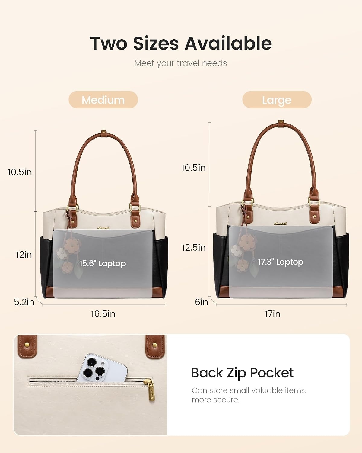 image:imageLOVEVOOK Laptop Bag for Women Vintage Work Tote Teacher Bag with Pendant  Fits 156 Inch Laptop Magnetic Front Pockets fits for Large Bottle Pockets Flower Pendant Fashion Work PurseEmbossed Brown