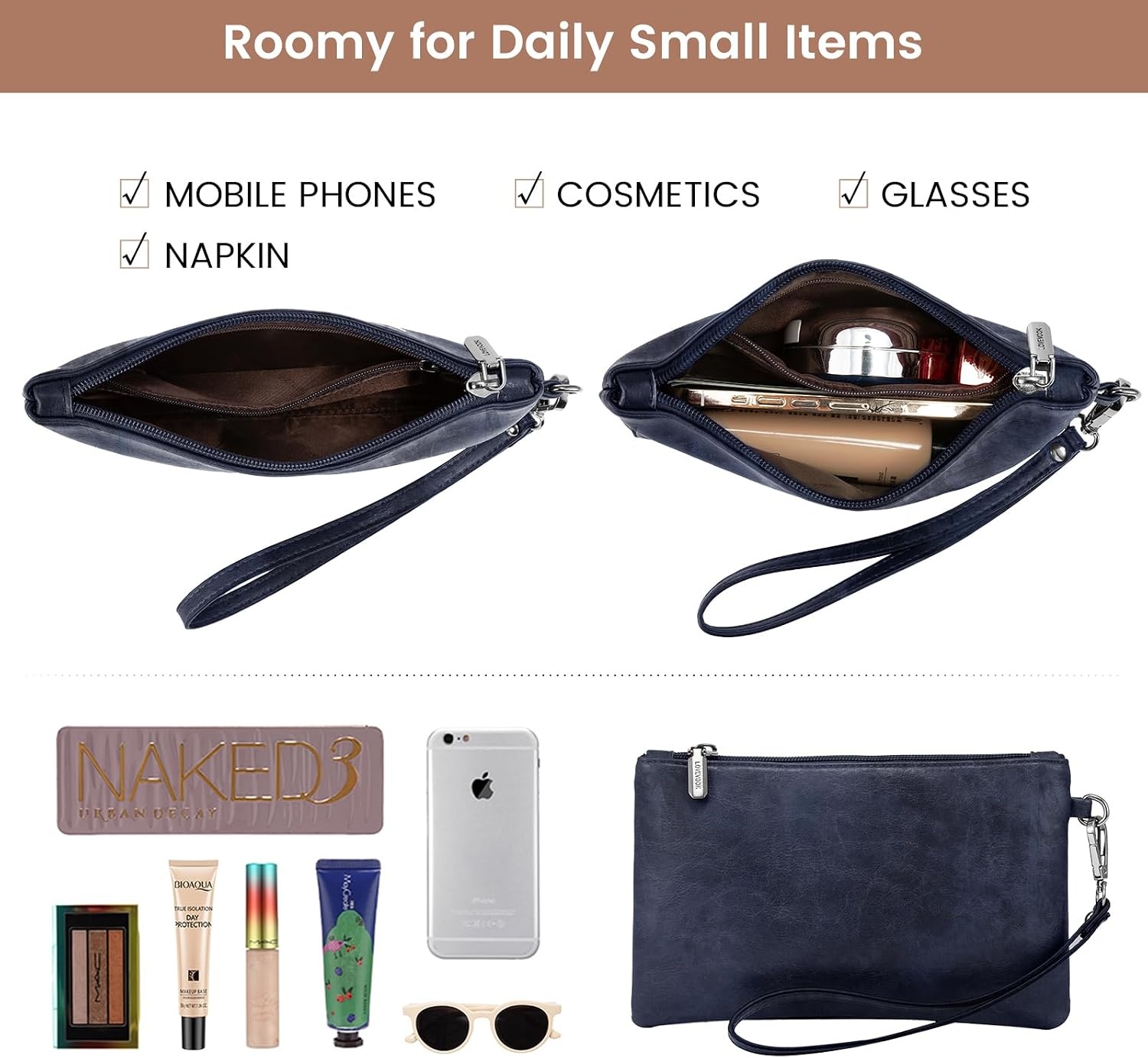 image:imageLOVEVOOK Laptop Tote Bag for Women 156 Inch Professional Work Bag with Matching Clutch Waterproof Vintage Leather Computer Tote for Office Business Travel amp Daily Use Gift for WomenIndigo Ink