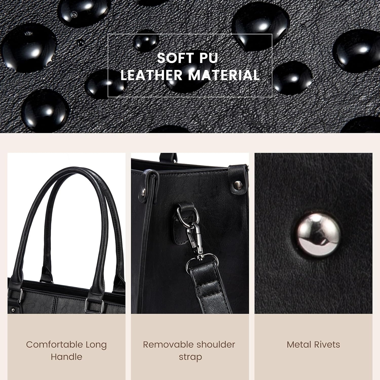 image:imageLOVEVOOK Laptop Tote Bag for Women 156 Inch Professional Work Bag with Matching Clutch Waterproof Vintage Leather Computer Tote for Office Business Travel amp Daily Use Gift for WomenBlack
