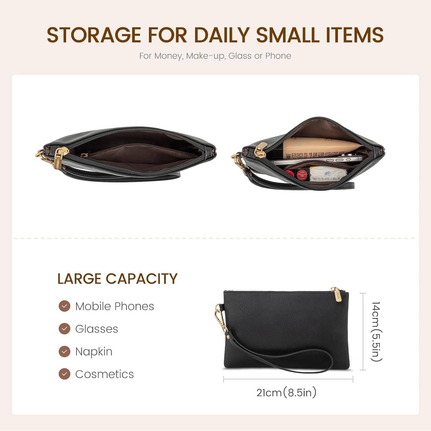 image:imageLOVEVOOK Laptop Tote Bag for Women 156 Inch Professional Work Bag with Matching Clutch Waterproof Vintage Leather Computer Tote for Office Business Travel amp Daily Use Gift for WomenBlack  White  Brown