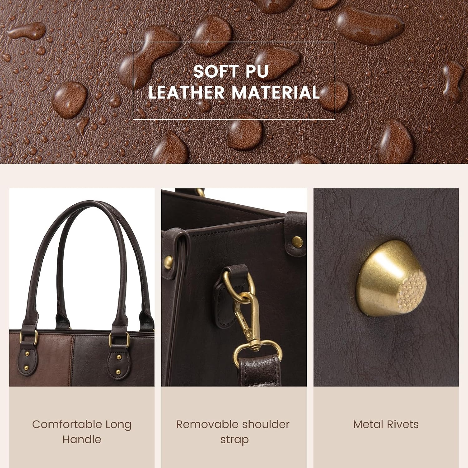 image:imageLOVEVOOK Laptop Tote Bag for Women 156 Inch Professional Work Bag with Matching Clutch Waterproof Vintage Leather Computer Tote for Office Business Travel amp Daily Use Gift for WomenBrown  Coffee