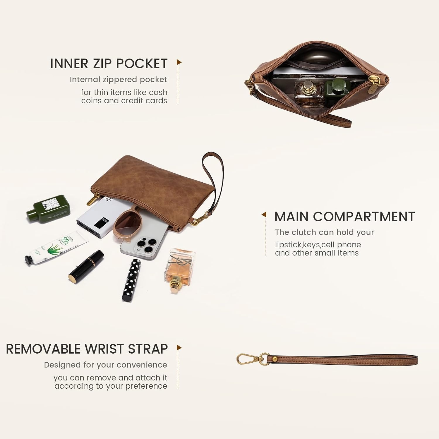 image:imageLOVEVOOK Laptop Tote Bag for Women 156 Inch Professional Work Bag with Matching Clutch Waterproof Vintage Leather Computer Tote for Office Business Travel amp Daily Use Gift for WomenBrown Embossed