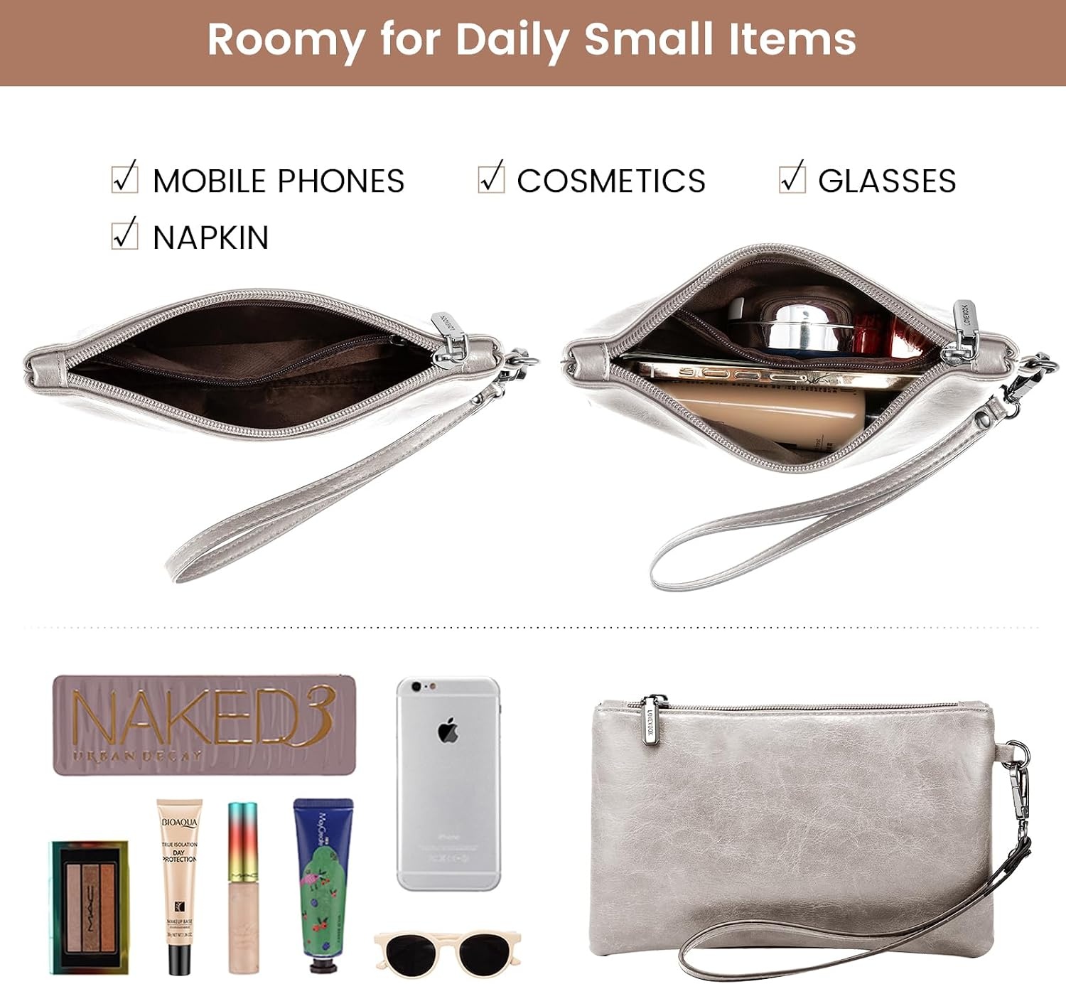 image:imageLOVEVOOK Laptop Tote Bag for Women 156 Inch Professional Work Bag with Matching Clutch Waterproof Vintage Leather Computer Tote for Office Business Travel amp Daily Use Gift for WomenSmoke Gray