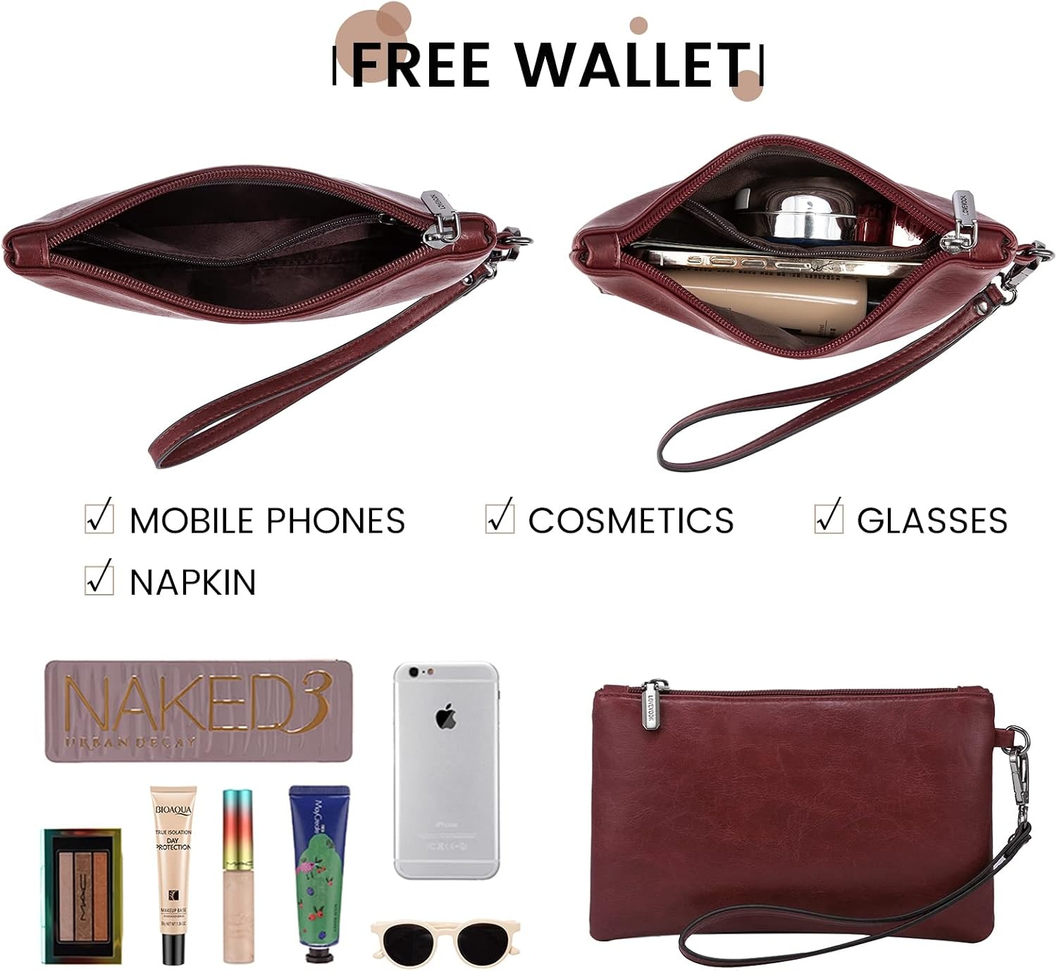 image:imageLOVEVOOK Laptop Tote Bag for Women 156 Inch Professional Work Bag with Matching Clutch Waterproof Vintage Leather Computer Tote for Office Business Travel amp Daily Use Gift for WomenWine Red
