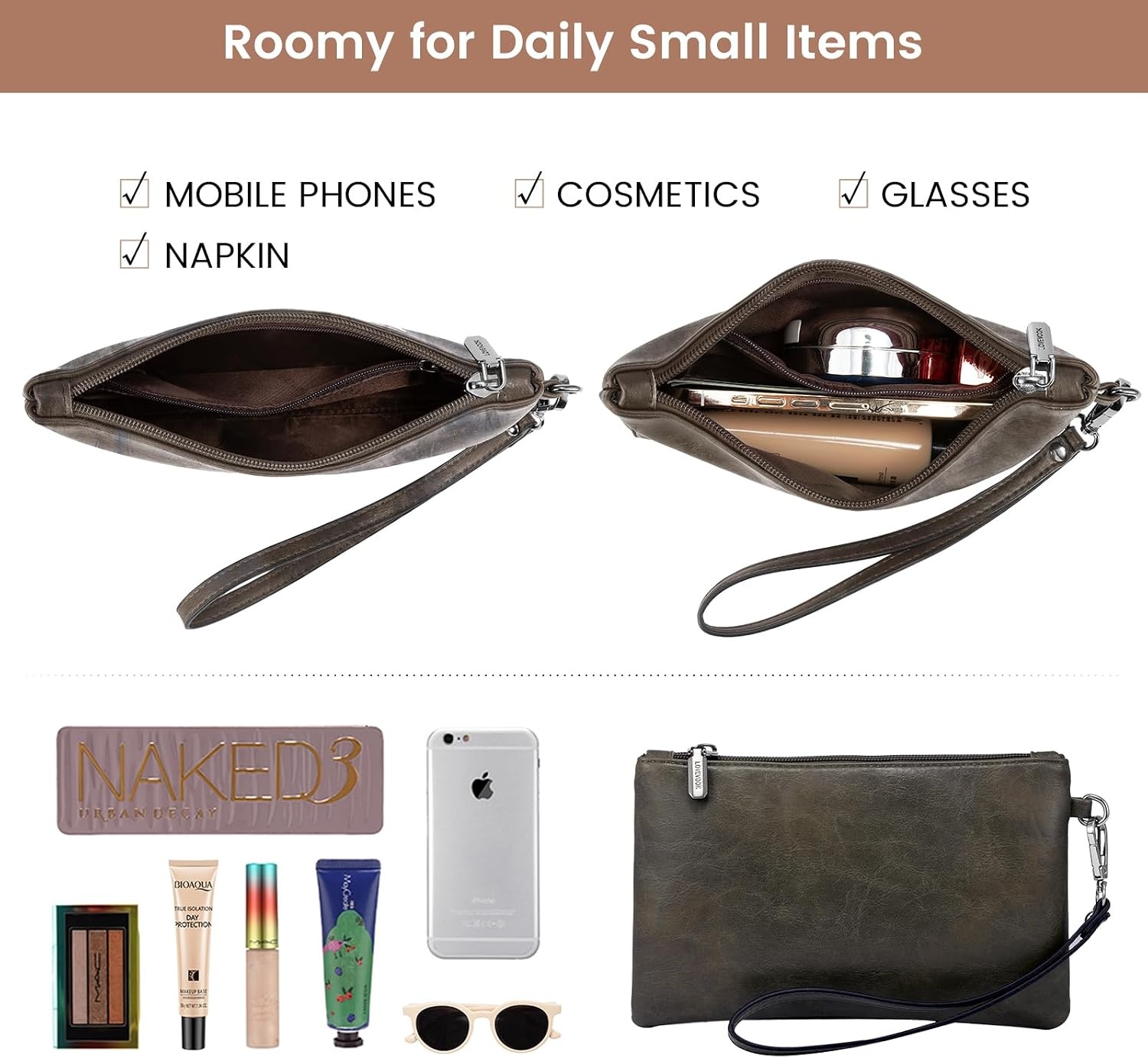 image:imageLOVEVOOK Laptop Tote Bag for Women 156 Inch Professional Work Bag with Matching Clutch Waterproof Vintage Leather Computer Tote for Office Business Travel amp Daily Use Gift for WomenBlack Coffee