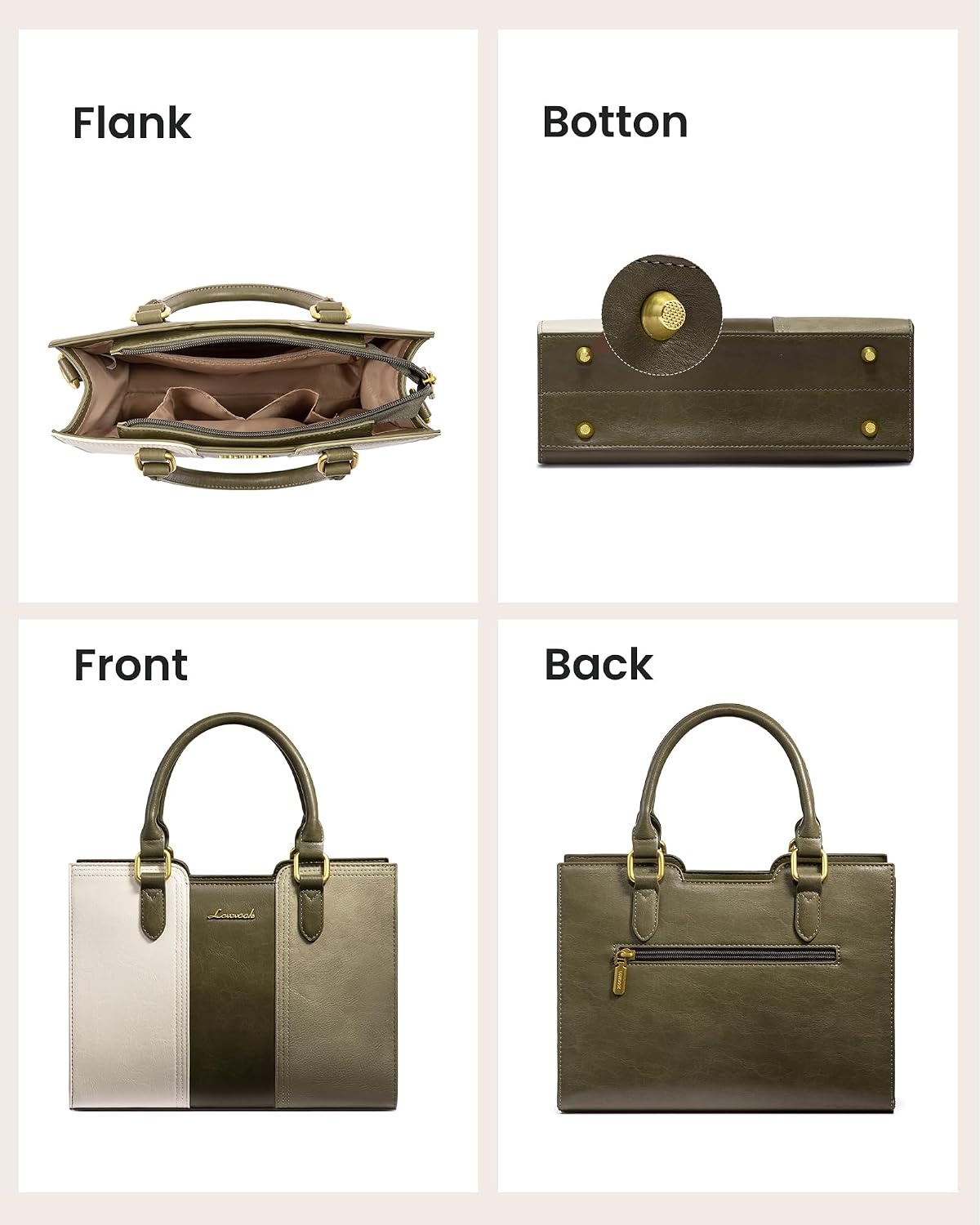 image:imageLOVEVOOK Purse for Women Vintage Leather Shoulder Handbag Small Ladies Satchel Tote Purse Top Handle Crossbody Bag for WorkOlive Greenlight Greenbeige