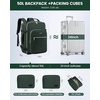 image:imageLOVEVOOK 40L Travel Backpack Flight Approved Carry on Backpack3 Packing CubesWaterproof Personal Item Travel BagTSA Carry on Luggage Suitcase Travel EssentialsGifts for Women amp Menfits 17 LaptopDark Greenblack1