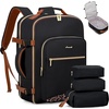 image:imageLOVEVOOK 40L Travel Backpack Flight Approved Carry on Backpack3 Packing CubesWaterproof Personal Item Travel BagTSA Carry on Luggage Suitcase Travel EssentialsGifts for Women amp Menfits 17 LaptopBlackleopard Print