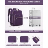 image:imageLOVEVOOK 40L Travel Backpack Flight Approved Carry on Backpack3 Packing CubesWaterproof Personal Item Travel BagTSA Carry on Luggage Suitcase Travel EssentialsGifts for Women amp Menfits 17 LaptopDark Purple