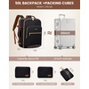 image:imageLOVEVOOK 40L Travel Backpack Flight Approved Carry on Backpack3 Packing CubesWaterproof Personal Item Travel BagTSA Carry on Luggage Suitcase Travel EssentialsGifts for Women amp Menfits 17 LaptopBlackleopard Print