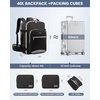image:imageLOVEVOOK 40L Travel Backpack Flight Approved Carry on Backpack3 Packing CubesWaterproof Personal Item Travel BagTSA Carry on Luggage Suitcase Travel EssentialsGifts for Women amp Menfits 17 LaptopBlackgrey