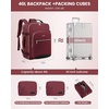 image:imageLOVEVOOK 40L Travel Backpack Flight Approved Carry on Backpack3 Packing CubesWaterproof Personal Item Travel BagTSA Carry on Luggage Suitcase Travel EssentialsGifts for Women amp Menfits 17 LaptopWine Redblack