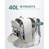 image:imageLOVEVOOK 40L Travel Backpack Flight Approved Carry on Backpack3 Packing CubesWaterproof Personal Item Travel BagTSA Carry on Luggage Suitcase Travel EssentialsGifts for Women amp Menfits 17 LaptopLight Greymint Green
