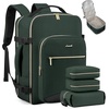 image:imageLOVEVOOK 40L Travel Backpack Flight Approved Carry on Backpack3 Packing CubesWaterproof Personal Item Travel BagTSA Carry on Luggage Suitcase Travel EssentialsGifts for Women amp Menfits 17 LaptopDark Greenblack1