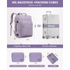 image:imageLOVEVOOK 40L Travel Backpack Flight Approved Carry on Backpack3 Packing CubesWaterproof Personal Item Travel BagTSA Carry on Luggage Suitcase Travel EssentialsGifts for Women amp Menfits 17 LaptopTaro Purple