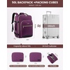 image:imageLOVEVOOK 40L Travel Backpack Flight Approved Carry on Backpack3 Packing CubesWaterproof Personal Item Travel BagTSA Carry on Luggage Suitcase Travel EssentialsGifts for Women amp Menfits 17 LaptopDark Purpleblack1