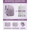 image:imageLOVEVOOK 40L Travel Backpack Flight Approved Carry on Backpack3 Packing CubesWaterproof Personal Item Travel BagTSA Carry on Luggage Suitcase Travel EssentialsGifts for Women amp Menfits 17 LaptopLight Purple