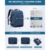 image:imageLOVEVOOK 40L Travel Backpack Flight Approved Carry on Backpack3 Packing CubesWaterproof Personal Item Travel BagTSA Carry on Luggage Suitcase Travel EssentialsGifts for Women amp Menfits 17 LaptopDark Blueblack