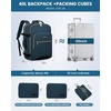 image:imageLOVEVOOK 40L Travel Backpack Flight Approved Carry on Backpack3 Packing CubesWaterproof Personal Item Travel BagTSA Carry on Luggage Suitcase Travel EssentialsGifts for Women amp Menfits 17 LaptopDark Blue Greenblack