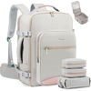 image:imageLOVEVOOK 40L Travel Backpack Flight Approved Carry on Backpack3 Packing CubesWaterproof Personal Item Travel BagTSA Carry on Luggage Suitcase Travel EssentialsGifts for Women amp Menfits 17 LaptopAlight Graypink