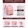 image:imageLOVEVOOK 40L Travel Backpack Flight Approved Carry on Backpack3 Packing CubesWaterproof Personal Item Travel BagTSA Carry on Luggage Suitcase Travel EssentialsGifts for Women amp Menfits 17 LaptopPinkbrown