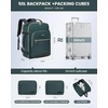 image:imageLOVEVOOK 40L Travel Backpack Flight Approved Carry on Backpack3 Packing CubesWaterproof Personal Item Travel BagTSA Carry on Luggage Suitcase Travel EssentialsGifts for Women amp Menfits 17 LaptopDark Greenblack2