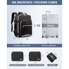 image:imageLOVEVOOK 40L Travel Backpack Flight Approved Carry on Backpack3 Packing CubesWaterproof Personal Item Travel BagTSA Carry on Luggage Suitcase Travel EssentialsGifts for Women amp Menfits 17 LaptopBlackgrey