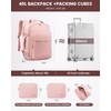image:imageLOVEVOOK 40L Travel Backpack Flight Approved Carry on Backpack3 Packing CubesWaterproof Personal Item Travel BagTSA Carry on Luggage Suitcase Travel EssentialsGifts for Women amp Menfits 17 LaptopPinkpink