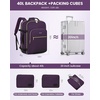 image:imageLOVEVOOK 40L Travel Backpack Flight Approved Carry on Backpack3 Packing CubesWaterproof Personal Item Travel BagTSA Carry on Luggage Suitcase Travel EssentialsGifts for Women amp Menfits 17 LaptopDark Purpleblack2