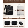 image:imageLOVEVOOK 40L Travel Backpack Flight Approved Carry on Backpack3 Packing CubesWaterproof Personal Item Travel BagTSA Carry on Luggage Suitcase Travel EssentialsGifts for Women amp Menfits 17 LaptopBlackblack