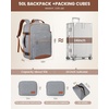 image:imageLOVEVOOK 40L Travel Backpack Flight Approved Carry on Backpack3 Packing CubesWaterproof Personal Item Travel BagTSA Carry on Luggage Suitcase Travel EssentialsGifts for Women amp Menfits 17 LaptopGreybrown