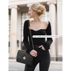 image:imageLOVEVOOK Crossbody Bags for Women Leather Quilted Shoulder Bag with Chain Strap Trendy Clutch Satchel Ladies Evening Bag