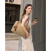 image:imageLOVEVOOK Laptop Bag for Women Vintage Work Tote Teacher Bag with Pendant  Fits 156 Inch Laptop Magnetic Front Pockets fits for Large Bottle Pockets Flower Pendant Fashion Work PurseCamel