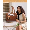 image:imageLOVEVOOK Laptop Bag for Women Vintage Work Tote Teacher Bag with Pendant  Fits 156 Inch Laptop Magnetic Front Pockets fits for Large Bottle Pockets Flower Pendant Fashion Work PurseDark Coffee
