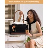 image:imageLOVEVOOK Laptop Bag for Women Vintage Work Tote Teacher Bag with Pendant  Fits 156 Inch Laptop Magnetic Front Pockets fits for Large Bottle Pockets Flower Pendant Fashion Work PurseEmbossed Brown