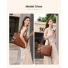image:imageLOVEVOOK Laptop Bag for Women Vintage Work Tote Teacher Bag with Pendant  Fits 156 Inch Laptop Magnetic Front Pockets fits for Large Bottle Pockets Flower Pendant Fashion Work PurseBrown
