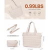 image:imageLOVEVOOK Laptop Tote Bag for Women 156 Inch Large Puffer Work Tote Computer Bags Quilted Womens Shoulder Purse Bag with Zipper Teacher Office Handbag for Travel College Business Gifts BlackTaupe
