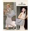 image:imageLOVEVOOK Laptop Tote Bag for Women 156 Inch Large Puffer Work Tote Computer Bags Quilted Womens Shoulder Purse Bag with Zipper Teacher Office Handbag for Travel College Business Gifts BlackGrey