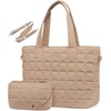 image:imageLOVEVOOK Laptop Tote Bag for Women 156 Inch Large Puffer Work Tote Computer Bags Quilted Womens Shoulder Purse Bag with Zipper Teacher Office Handbag for Travel College Business Gifts BlackCoffee Brown