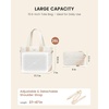 image:imageLOVEVOOK Laptop Tote Bag for Women 156 Inch Large Puffer Work Tote Computer Bags Quilted Womens Shoulder Purse Bag with Zipper Teacher Office Handbag for Travel College Business Gifts BlackBeige