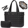 image:imageLOVEVOOK Laptop Tote Bag for Women 156 Inch Large Puffer Work Tote Computer Bags Quilted Womens Shoulder Purse Bag with Zipper Teacher Office Handbag for Travel College Business Gifts BlackBlack