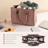 image:imageLOVEVOOK Laptop Tote Bag for Women 156 Inch Professional Work Bag with Matching Clutch Waterproof Vintage Leather Computer Tote for Office Business Travel amp Daily Use Gift for WomenLotus Pink