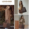 image:imageLOVEVOOK Laptop Tote Bag for Women 156 Inch Professional Work Bag with Matching Clutch Waterproof Vintage Leather Computer Tote for Office Business Travel amp Daily Use Gift for WomenBrown  Coffee