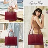 image:imageLOVEVOOK Laptop Tote Bag for Women 156 Inch Professional Work Bag with Matching Clutch Waterproof Vintage Leather Computer Tote for Office Business Travel amp Daily Use Gift for WomenDark Red