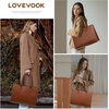 image:imageLOVEVOOK Laptop Tote Bag for Women 156 Inch Professional Work Bag with Matching Clutch Waterproof Vintage Leather Computer Tote for Office Business Travel amp Daily Use Gift for WomenDark Brown
