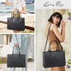 image:imageLOVEVOOK Laptop Tote Bag for Women 156 Inch Professional Work Bag with Matching Clutch Waterproof Vintage Leather Computer Tote for Office Business Travel amp Daily Use Gift for WomenDark Grey