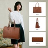 image:imageLOVEVOOK Laptop Tote Bag for Women 156 Inch Professional Work Bag with Matching Clutch Waterproof Vintage Leather Computer Tote for Office Business Travel amp Daily Use Gift for WomenDark Brown