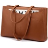 image:imageLOVEVOOK Laptop Tote Bag for Women 156 Inch Waterproof Leather Computer Bags Business Office Work Briefcase Black  Fits 156 Inch Laptop Waterproof Front Pocket Shoulder Strap Large Purse for Business Office Work BlackBrown