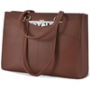 image:imageLOVEVOOK Laptop Tote Bag for Women 156 Inch Waterproof Leather Computer Bags Business Office Work Briefcase Black  Fits 156 Inch Laptop Waterproof Front Pocket Shoulder Strap Large Purse for Business Office Work BlackRed Brown