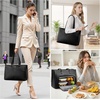 image:imageLOVEVOOK Laptop Tote Bag for Women 156 Inch Waterproof Leather Computer Bags Business Office Work Briefcase Black  Fits 156 Inch Laptop Waterproof Front Pocket Shoulder Strap Large Purse for Business Office Work BlackBlack 156 Inch With Lunch Compartment